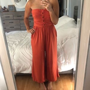 Orange Strapless Jumpsuit
